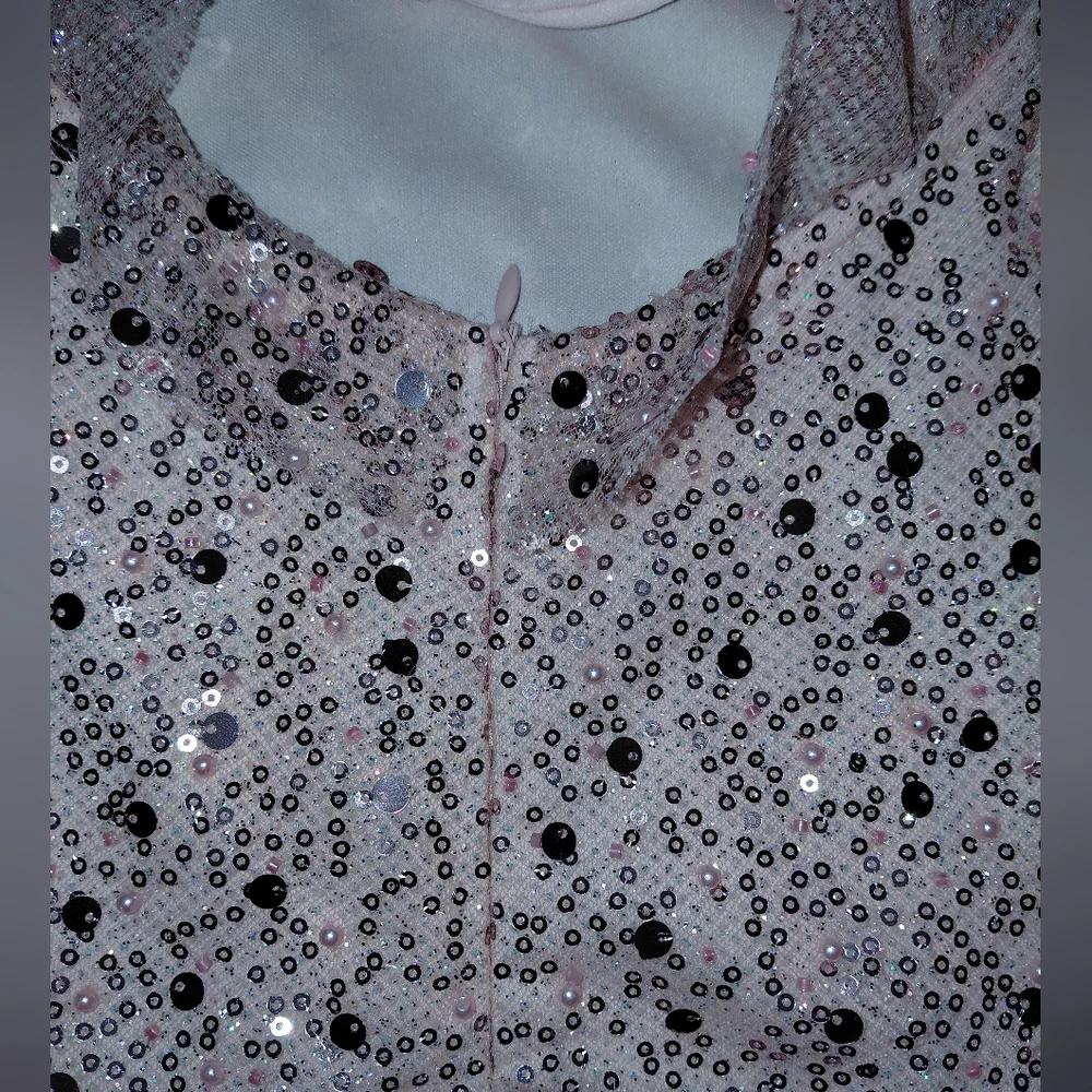 NWT Lucy in the Sky Small Pink Sequin Mini Dress Y2K Party Homecoming Ruffle